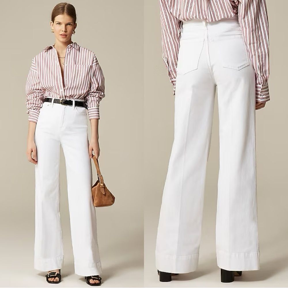NWT J CREW High-rise denim trouser jean in white